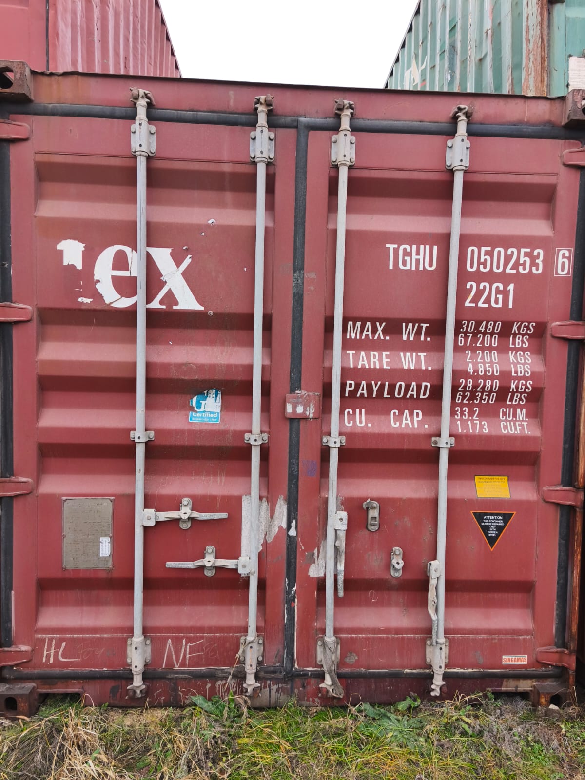 Морской контейнер 20 футов DV TGHU 536